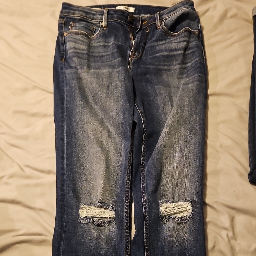 Vigoss Blue Boyfriend Jeans with Distressed Details